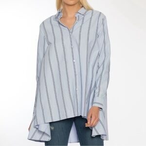Walter Baker Blue Pinstripe Button Up Size Large Myron Tunic